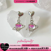 Privateparty Stars and Moon Fairy Tale 925 Silver Needle Earrings Beautiful Moonlight Sensitive Heartless Minor Matching Earrings Women