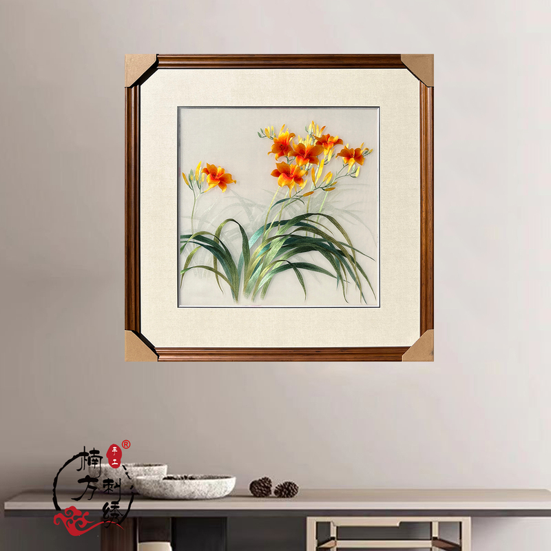 Suzhou Embroidery Finished Hanging Painting, Purely Hand-Embroidered Floral Design, Everything Goes Well, Peony, Suitable for Dining Room, Living Room, Study, Foyer Decoration Painting