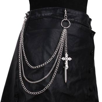 Geometric multi-layer chain hollow cross hip hop trouser chain