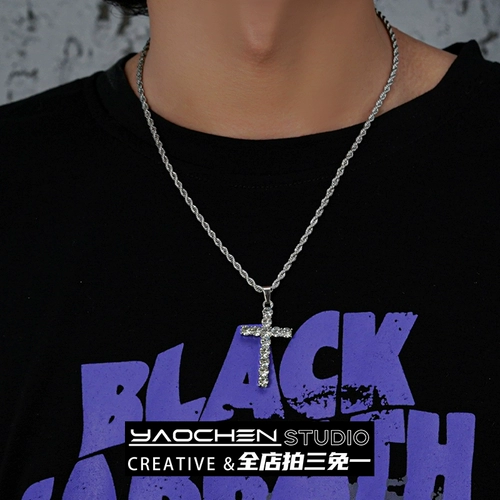 小众设计感满钻十字架项炼马思唯欧美说唱嘻哈男女个性锁骨炼配饰