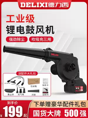 Delixi blower rechargeable small Lithium electric hair dryer high-power industrial dual-purpose computer dust dust blower
