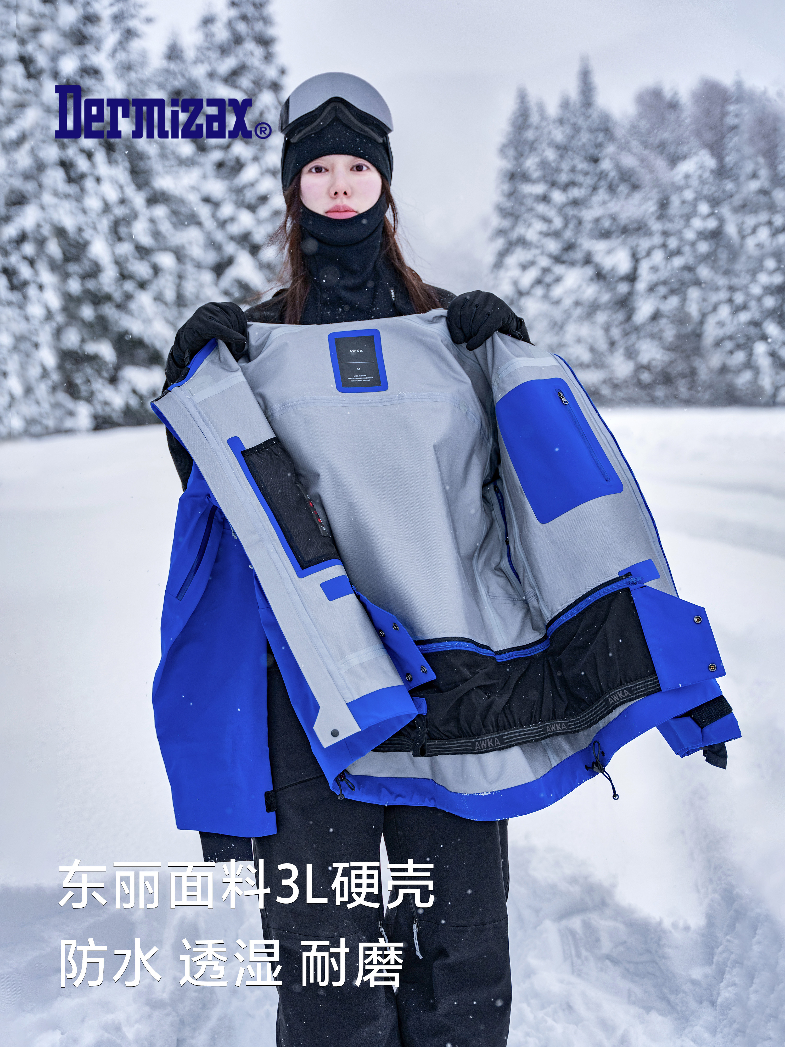 Awka Ski Jacket for Women and Men 3L Hard Shell Professional Waterproof Snowboard Jacket Waterproof Ski Jacket Winter