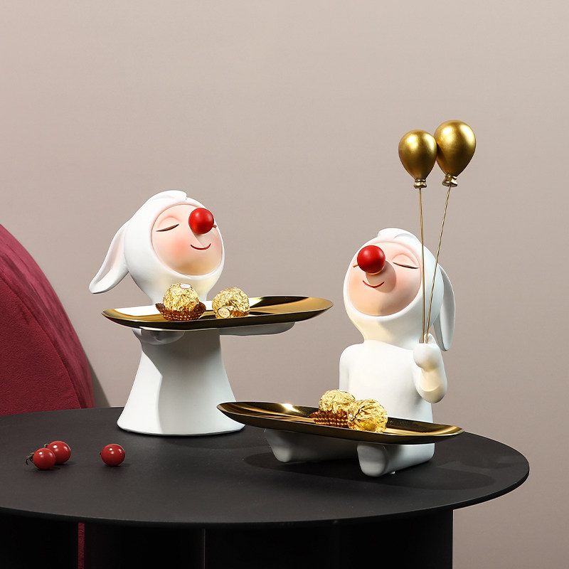 Light luxury rabbit metal tray ornaments model room bedroom dressing table accessories storage tray porch home key tray