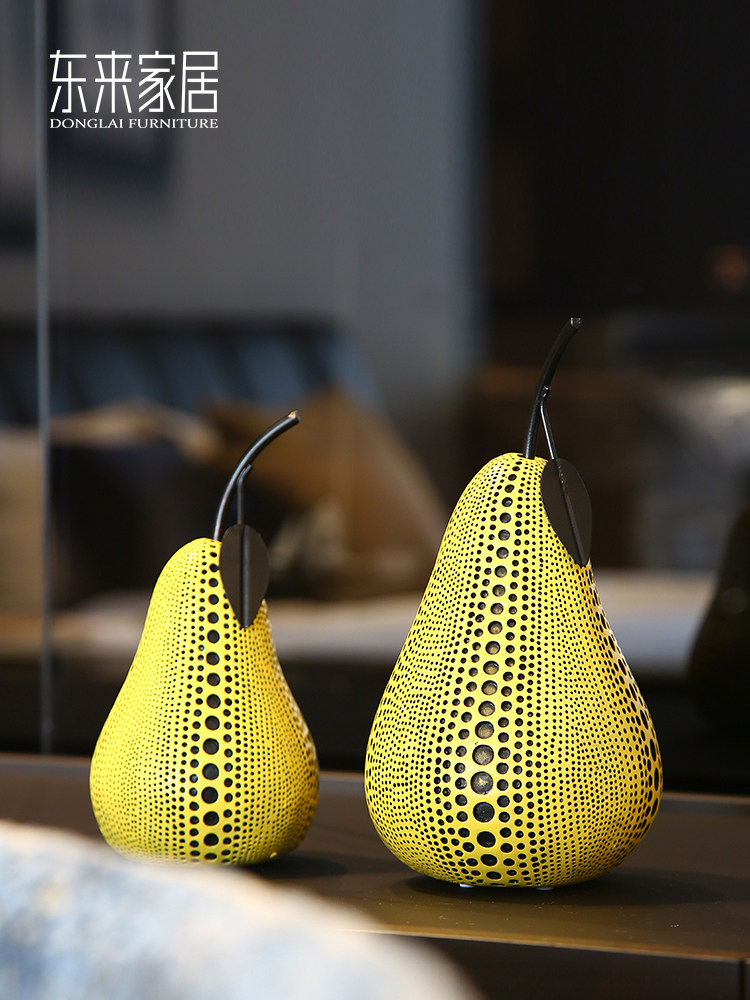Modern creative wave point apple pear small ornament yellow pumpkin craft gift decoration model room wine cabinet bookcase soft decoration