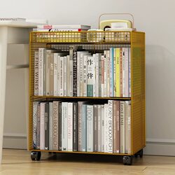 Small Bookshelf under the Desk, Movable Bookshelf, Floor-Standing Storage Rack Beside the Desk, Simple Student Desk Book Storage Rack