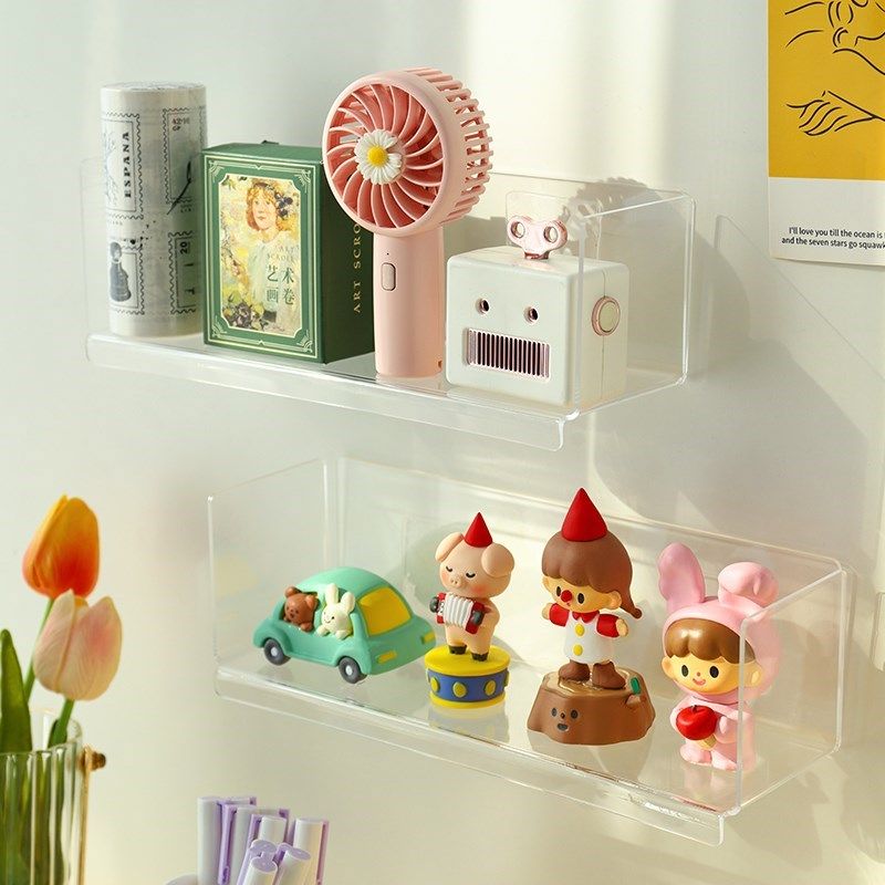 Wall-mounted small object containing layer rack wall-mounted free-to-punch multifunction wall acrylic transparent bathroom cosmetic small