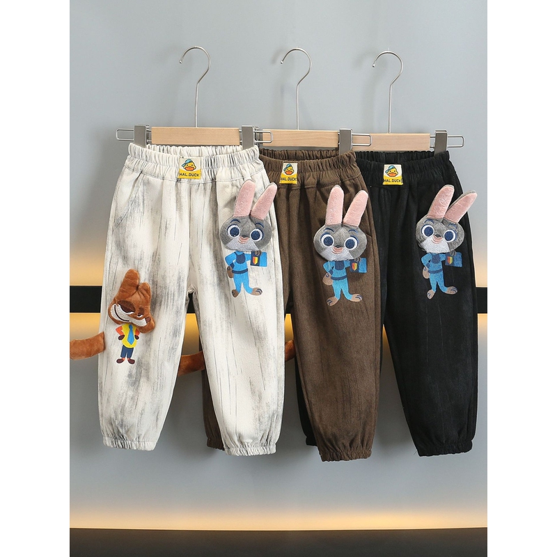 Little Yellow Duck Children's Casual Pants 2026 New Spring Collection Boys' Corduroy Pants Baby Autumn Cartoon Long Pants