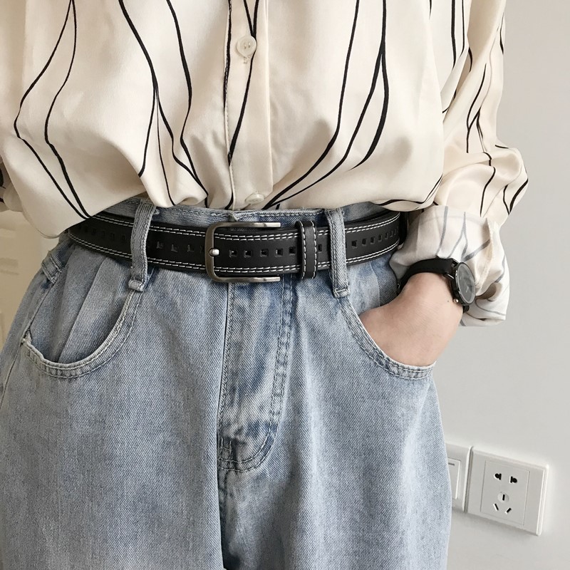 BellansenmaSouth Korea's new BF wind belt hollowed-out full-hole belt free of punching students'ladies' jeans with 100