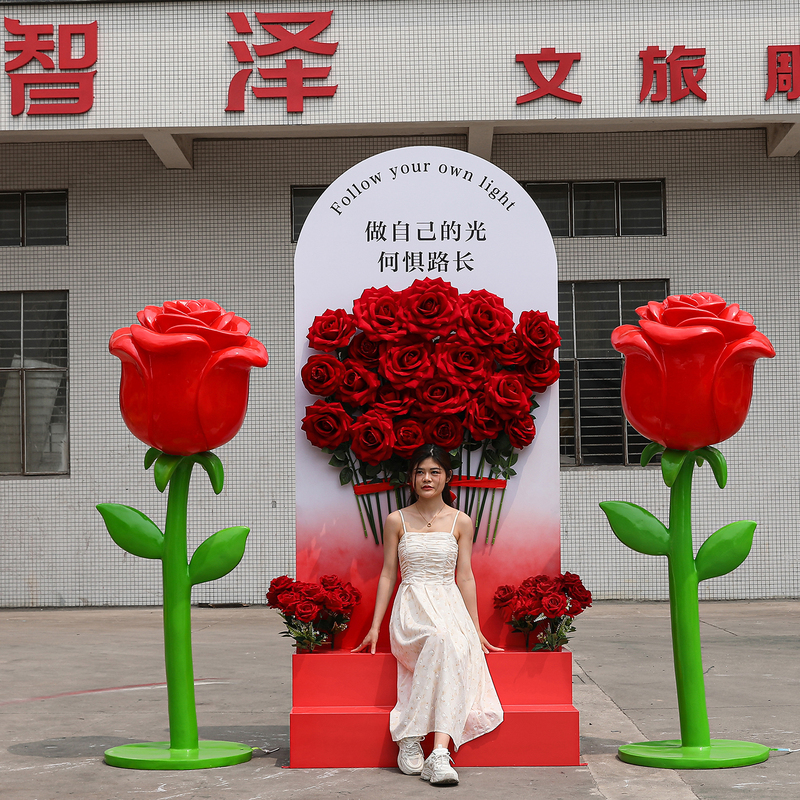 Trendy Rose Flower Photo Booth, Flower Fairy Park, Camping Site, Homestay, Popular Check-In Spot, Creative Sculpture, Large Decorative Piece