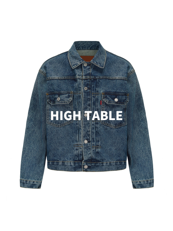 Hightable Dark Blue Stone-Washed Marble 90S Vintage Japanese Denim Jacket