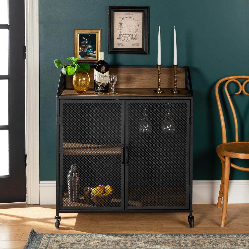 American retro old dining cabinet home wrought iron solid wood storage tea cabinet loft industrial style meal storage cabinet