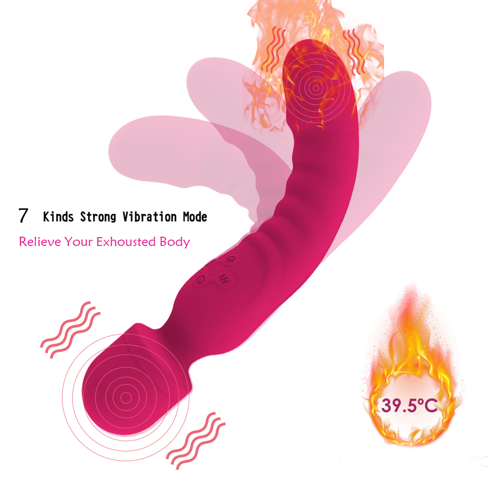 Heating Dual Vibrator AV Magic Wand Adult Sex Toys for Women