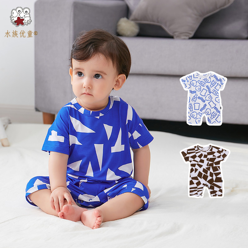 Water group Youtong Nordic Wind Baby Harvest Summer out of pure cotton polo Climbing Suit Baby Short Sleeves Sweaters slim fit