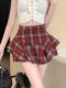 馨月工作室美式格子短裙春夏辣妹高腰a字包臀防走光jk半身裙