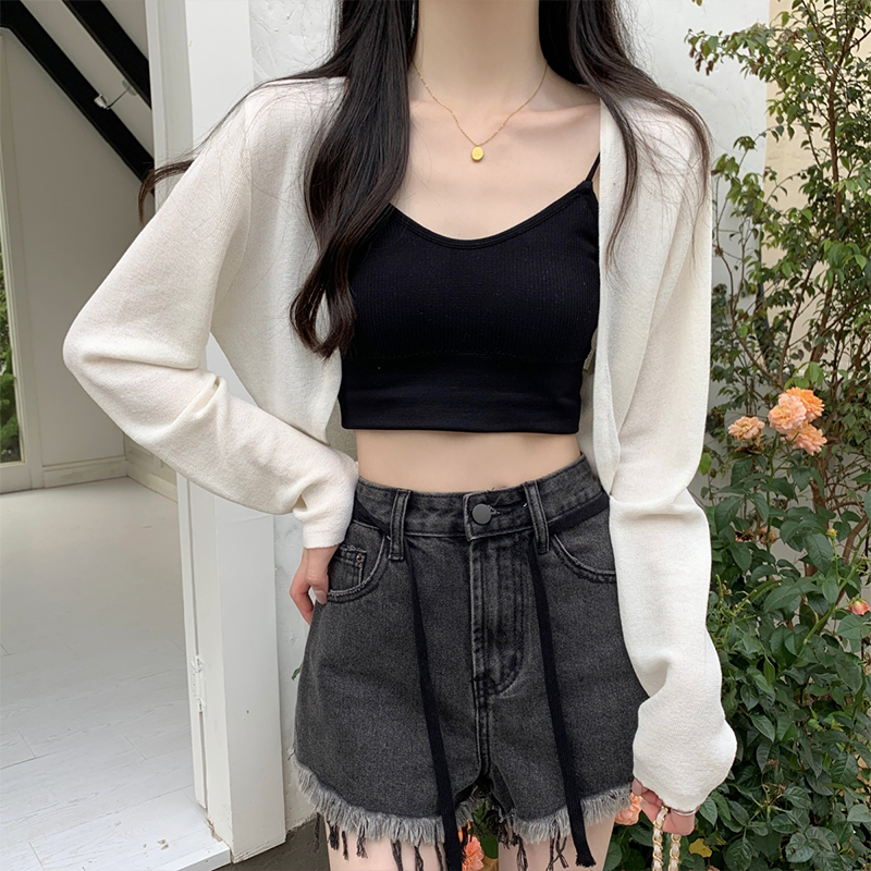 <!--法式高级感防晒针织开衫女夏吊带外搭披肩外套冰丝上衣空调罩衫薄-->