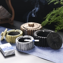 Tire Ashtray Nordic Feng Shui Clay Gear With Cover Personality Trend Anti Fly Ash Creative Home Office Smoke Cylinder