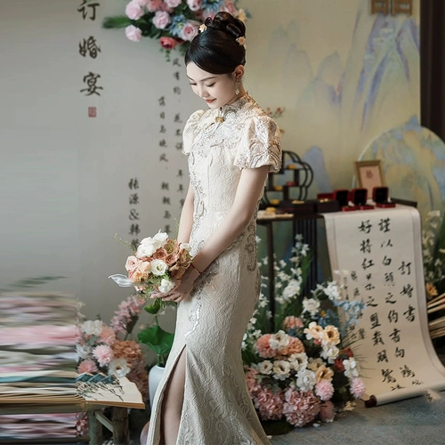 Вечернее платье, элитное свадебное платье, ретро ципао, китайский стиль