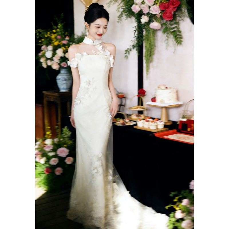 Morning Gown for the Bride, Wedding Dress, Engagement Dress, High-End Light Luxury Lace, Elegant Fishtail Dress for the Bride's Return Home Morning Gown for the Bride, Wedding Dress, Engagement Dress, High-End Light Luxury Lace, Elegant Fishtail Dress for the Bride's Return Home