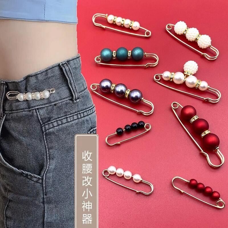 Pants waist up to small deity Divine Instrumental Fixed Clothing Jeans Cashew Chest Stitch Woman Waist Circumference Anti-light Bio-pin buckle