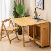 Foldable table Home Small family type Mobile dining table rectangular table Easy table folding table chairs