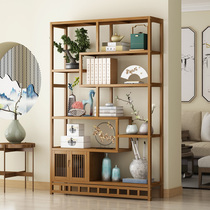 New Chinese Bou Ancient Shelf Solid Wood Antique Small Swing Piece Shelf Tea Containing Cabinet Tea House Tea Room Shelving