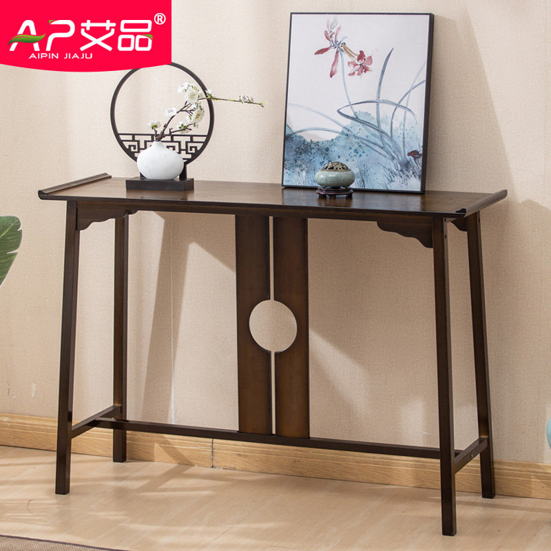 New Chinese solid wood porch table against the wall long narrow table dining side table end view ark light luxury porch table table table table