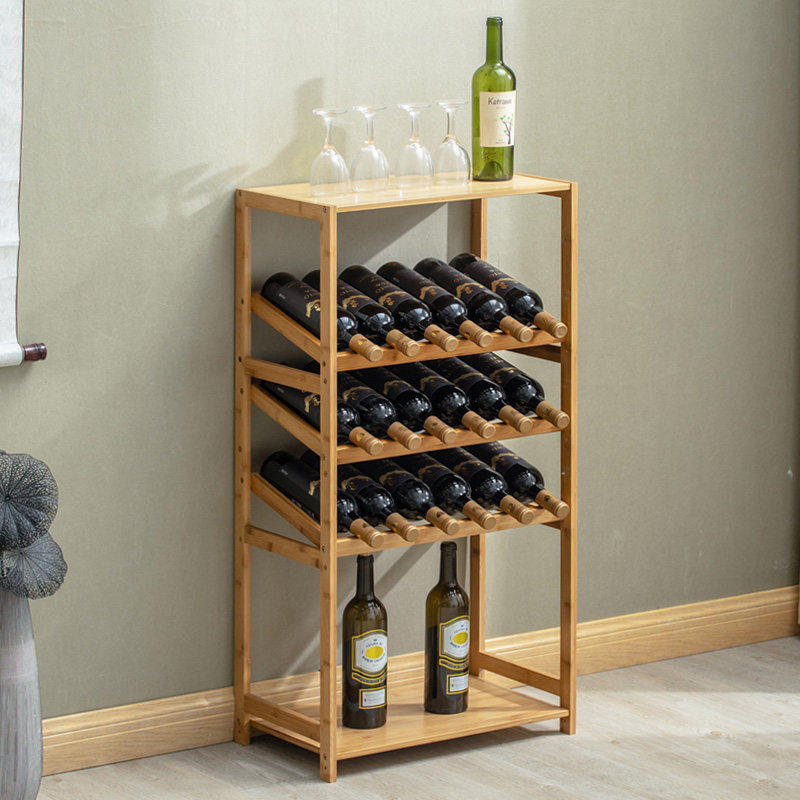European-style Red Wine Shelf Bar Floor Wine Cabinet Plaid Wine Solid Wood Containing shelf Rack Wine Glass Shelf