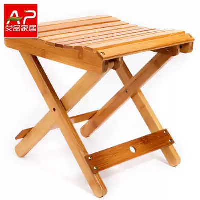 Ai Pin bamboo folding stool portable outdoor Maza fishing chair small stool creative small bench square stool home