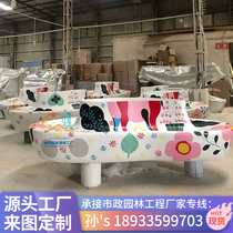 定制玻璃钢商场座椅创意爱心造型花盆坐凳公共休息等候椅美陈户外