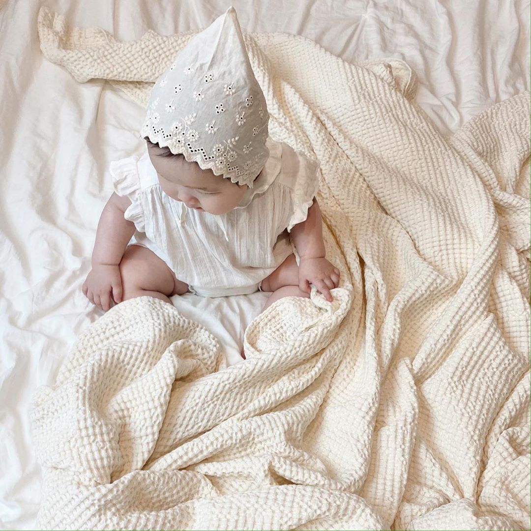 Malolotte Korea Imports Newborn Baby Waffag Small Blanket Children Pure Cotton Modale Afternoon Nap Cover Blanket