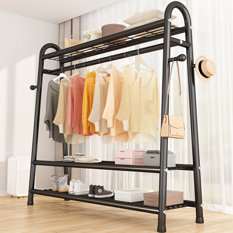 Clothes rack floor-to-ceiling bedroom home hanger balcony folding single-rod coat rack indoor simple bold clothes rack