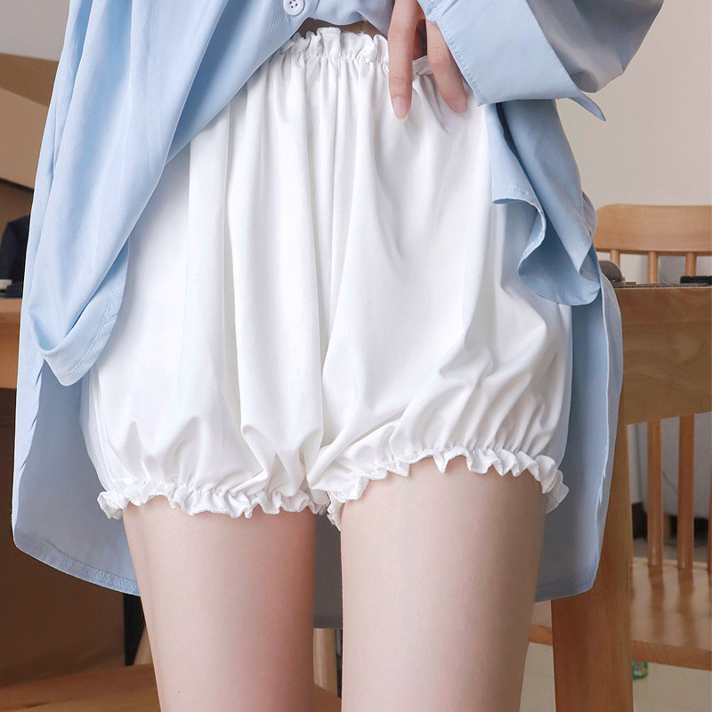 夏用安全ショーツ、薄手で透けにくく、JKスタイルに最適、アウターとしても着用可能、白、ガーリー、チューリップ型安全ショーツ、パンプキンパンツ、レギンス