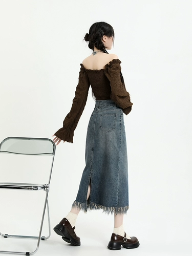 Осенняя демисезонная джинсовая юбка, высокая талия, коллекция 2023, подходит для подростков, А-силуэт