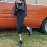 Осенняя демисезонная джинсовая юбка, высокая талия, А-силуэт, с акцентом на бедрах