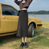 Осенняя демисезонная джинсовая юбка, высокая талия, А-силуэт, с акцентом на бедрах