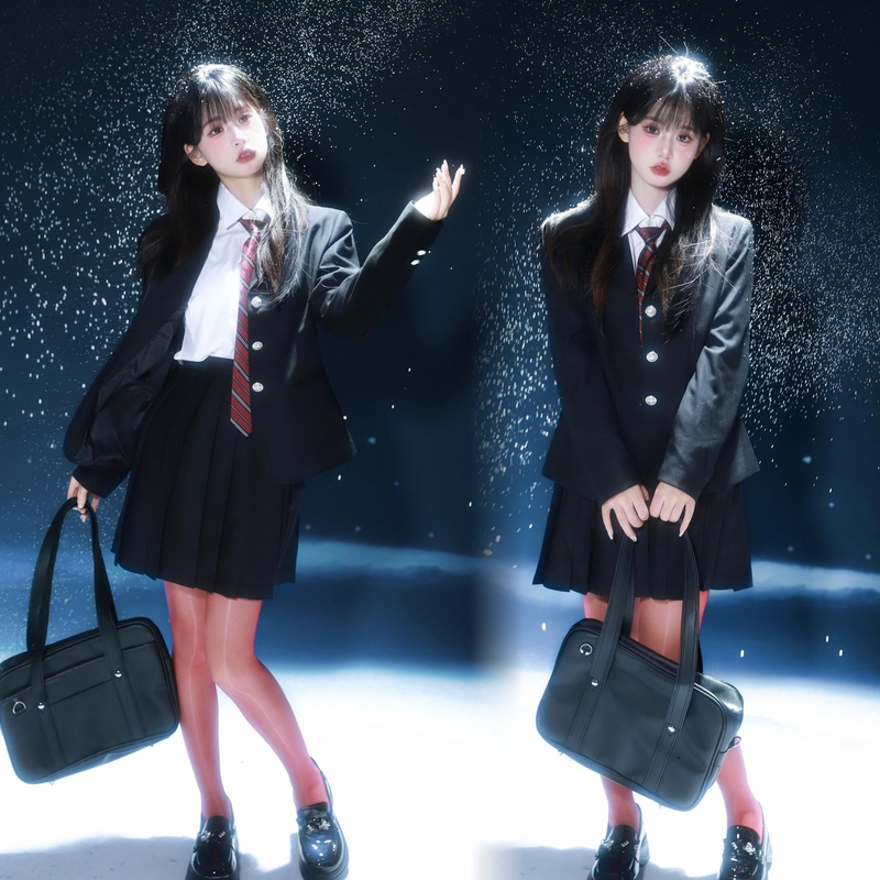 Photo Studio's New Academy-Style Jk Uniform with a Christmas Vibe, Cute Girl Photo Theme, Art Photography Clothing