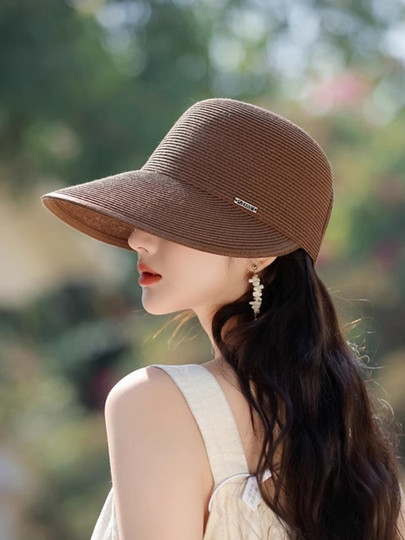 Duckbill Hat Women's 2025 New Fisherman Hat Face Revealing Small Summer Straw Hat Sun Protection Sun Hat Equestrian Hat Sun Hat