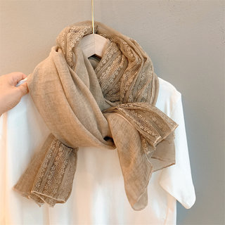 Scarf for Women 2025 New Style Shawl Ethnic Style Neck Warmer Summer Thin Silk Scarf Spring and Autumn Lace Gauze Scarf