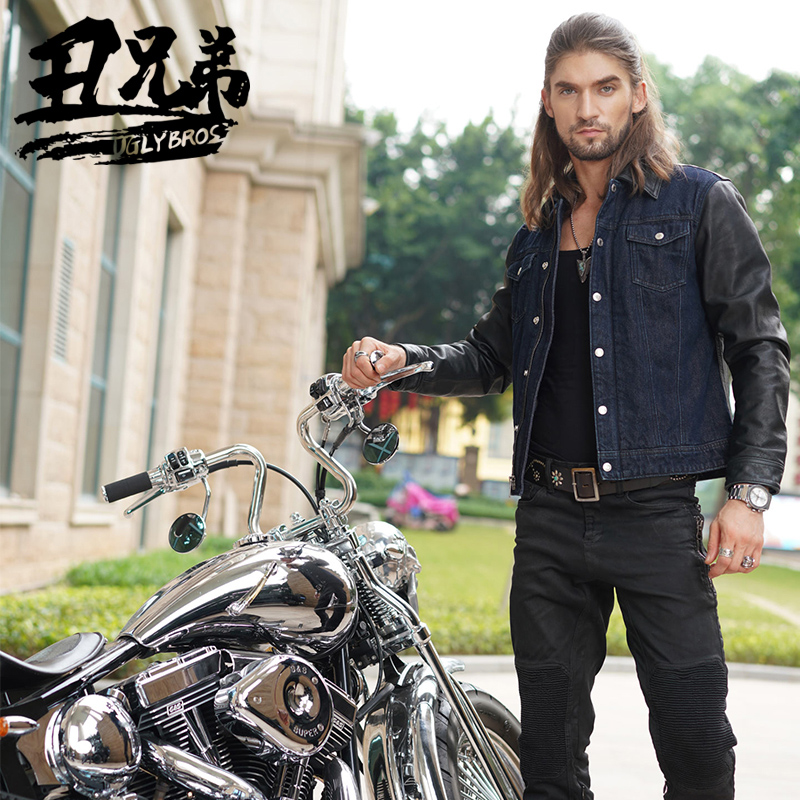 uglybros ugly brother retro motorcycle locomotive riding suit men's riding denim jacket anti-fall clothing with protective gear