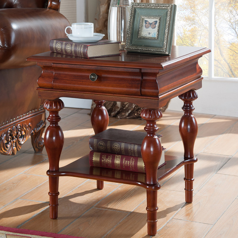 American solid wood sofa side table European corner table coffee table table side cabinet telephone several small square table side table living room small square coffee table