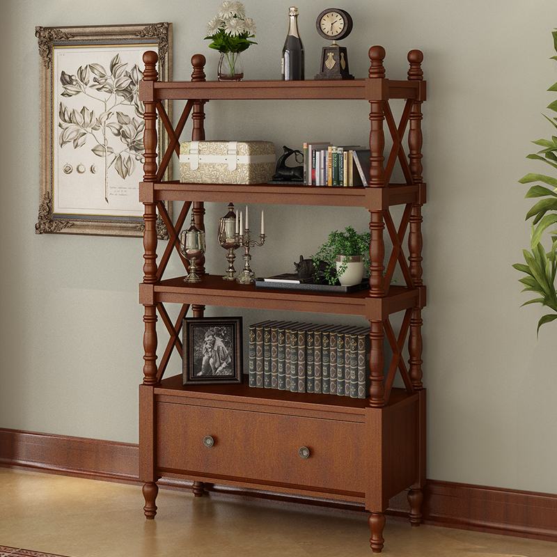 American bookshelf shelf household solid wood bookshelf simple landing European children's small bookcase storage cabinet