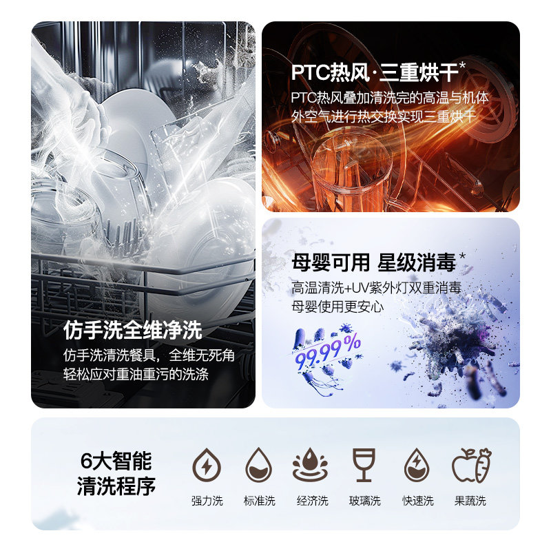 Deshi Kitchen's New Product V6-T Countertop Dishwasher with Disinfection and Drying, Small Embedded Installation, Can Hold Xiaomi Box, Saves Space