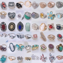 Medieval vintage foreign trade gemstone-inlaid retro ring for men and women micro-inlaid enamel oil drop ring