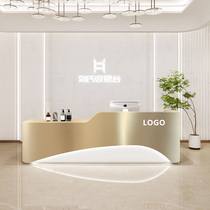 Cashier shop small clothing store light luxury stainless steel beauty and hair shop bar simple modern front desk reception desk