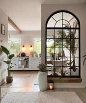 Wall decoration fashionable arc iron art real and fake window wall decoration fake window screen partition Changhong glass entrance hall simple