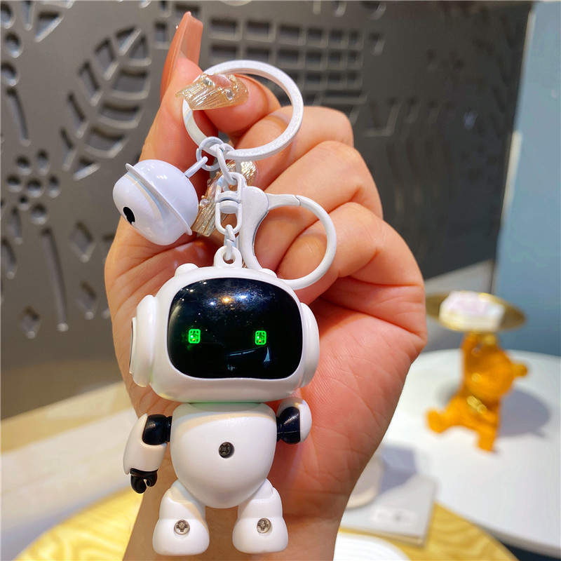 Creative and Fun Electronic Light-Up Robot Doll Keychain Couple Car Key Chain Small Pendant Backpack Decoration