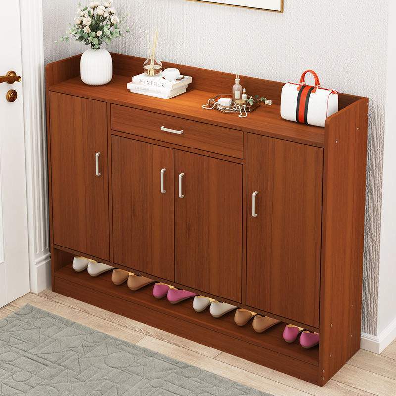 Minghai simple modern hall cabinet imitation solid wood shoe rack simple door shoe cabinet economical entrance storage cabinet 2 doors