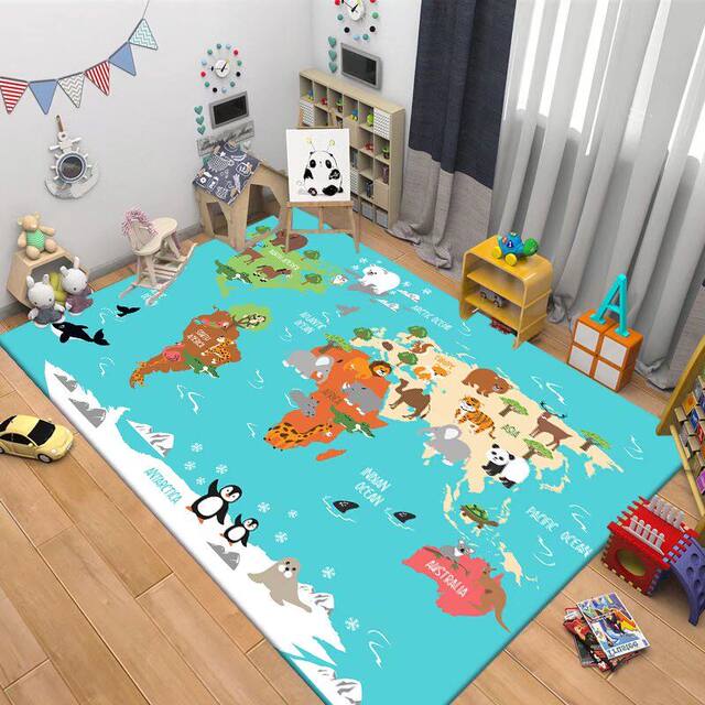 Kindergarten early education desk boy world map bedroom carpet children reading area book learning swivel chair floor mat