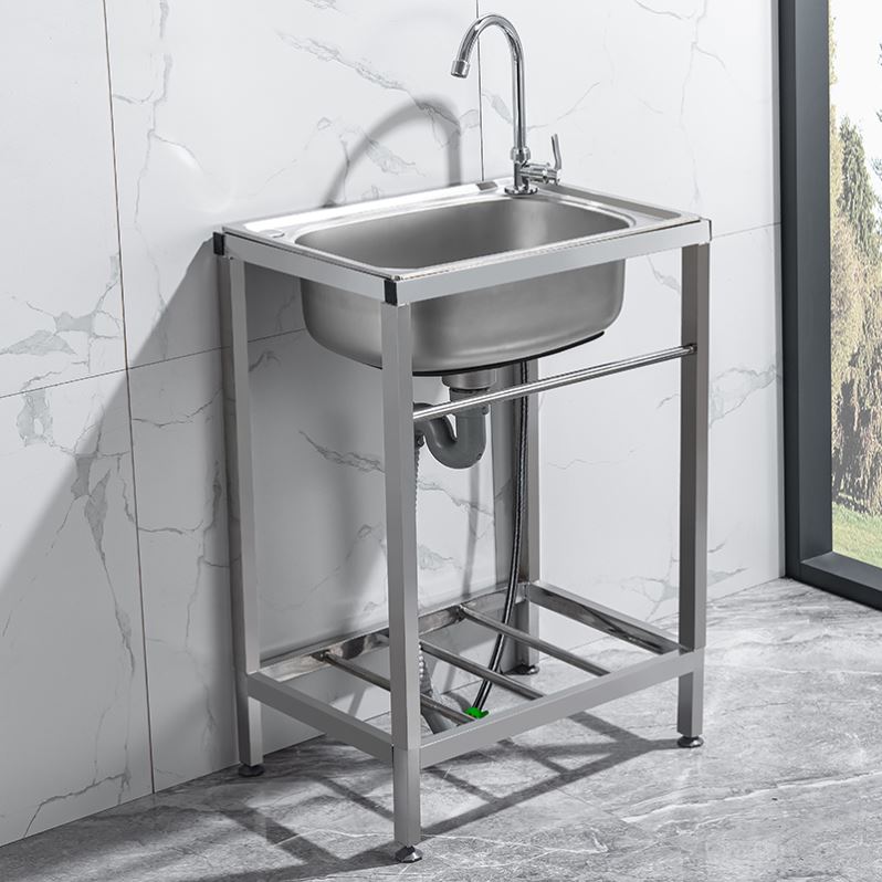 Stainless steel wash basin one-sided table simple kitchen singlet tank with bracket mobile sink wash sink wash