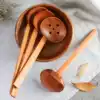 Japanese wooden ramen spoon Long handle Malatang spoon Household turtle back soup spoon Straight handle hot pot soup spoon Colander set